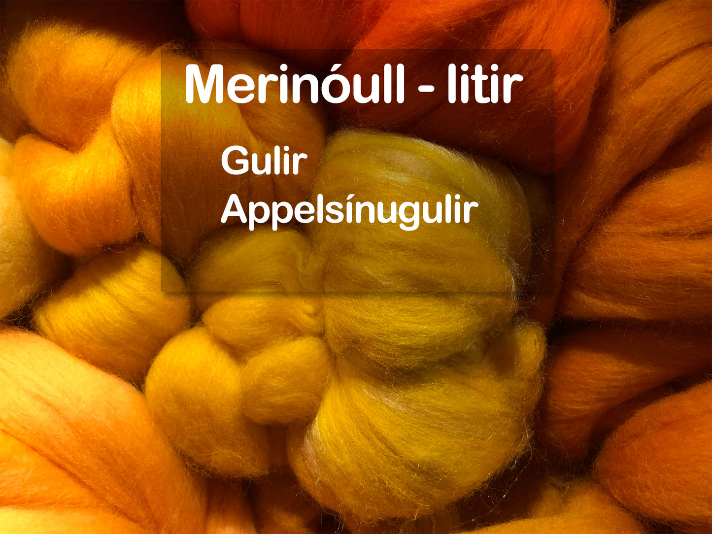 Merinóull - hvít, gulir og appelsínugulir litir