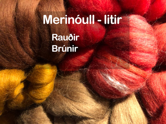 Merinóull - rauðir og brúnir litir