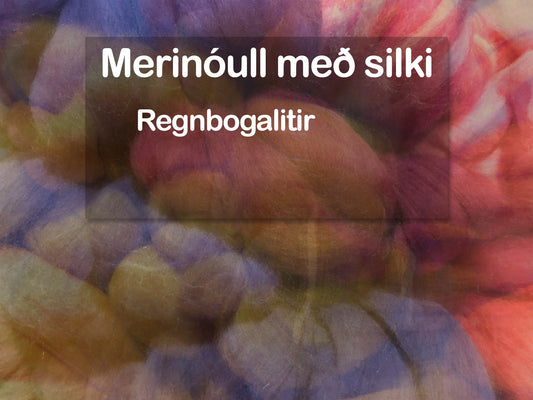 Merinóull með silki - regnbogalitir